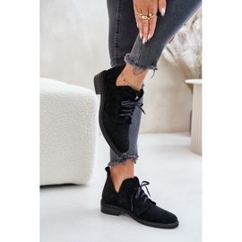 Zazoo 2959 Wildleder-Oxford-Schnürschuhe mit flachem Absatz, Schwarz 6