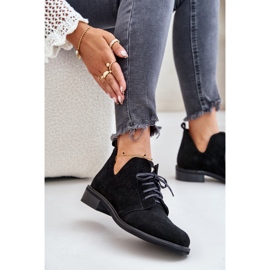 Zazoo 2959 Wildleder-Oxford-Schnürschuhe mit flachem Absatz, Schwarz 7