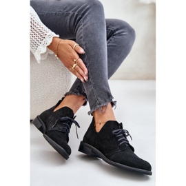 Zazoo 2959 Wildleder-Oxford-Schnürschuhe mit flachem Absatz, Schwarz 8