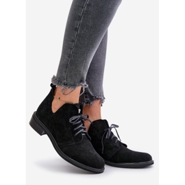 Zazoo 2959 Wildleder-Oxford-Schnürschuhe mit flachem Absatz, Schwarz 1