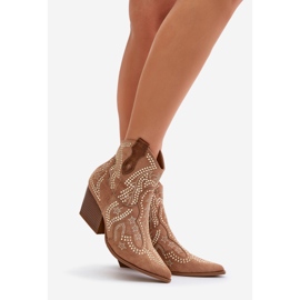 Kaivina verzierte kamelfarbene Cowboystiefel mit hohen Absätzen braun 1