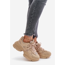 Beigefarbene Amoserna Damen-Sneaker mit dicker Sohle 1