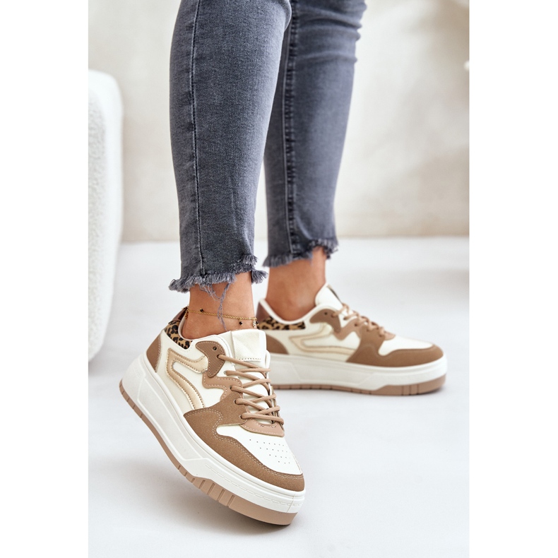Leoparden-Sneakers für Damen, Beige, Henizore 2