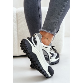 Damen-Ledersneaker auf der Big Star-Plattform OO274A220 HI-POLY-System Weiß und Schwarz 2