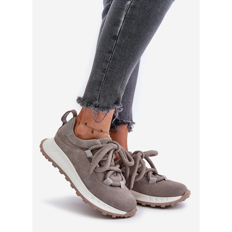 Damen-Sneaker aus Wildleder mit dicker Schnürung Artiker 54C1465 Grau 1