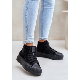 Isolierte Damen-Sneaker mit Fell-Schaffell Big Star OO274A443 Schwarz 2