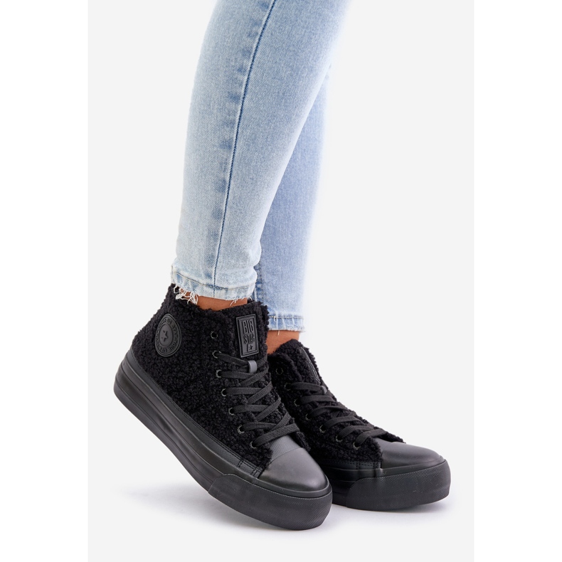 Isolierte Damen-Sneaker mit Fell-Schaffell Big Star OO274A443 Schwarz 1
