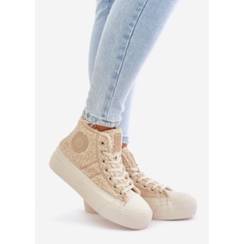 Isolierte Damen-Sneaker mit Fell-Schaffell Big Star OO274A444 Beige 1