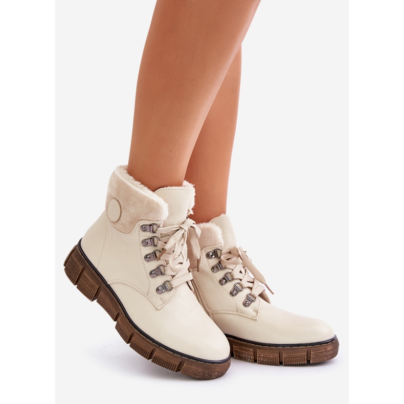 Isolierte Damenstiefel mit Reißverschluss Beige Mevanisa 1
