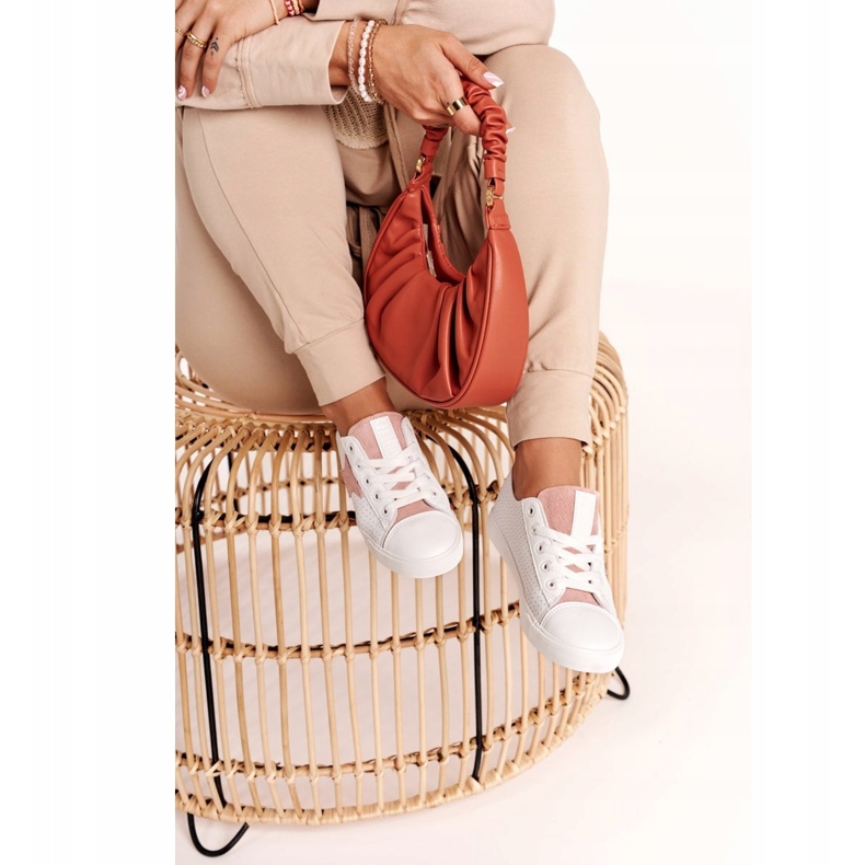 Frauen -Sneaker mit einem Star Big Star DD274691 Weiß und Pink 3