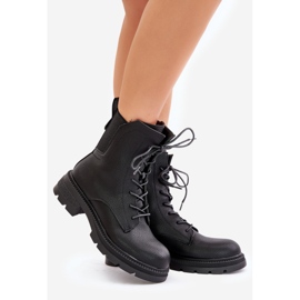 Jezzi Isolierte Arbeiterstiefel mit Reißverschluss, schwarze Leairae 1