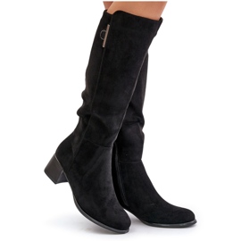 Jezzi Overknee-Stiefel mit hohem Absatz aus Öko-Wildleder, schwarz Izanae 9