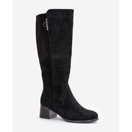Jezzi Overknee-Stiefel mit hohem Absatz aus Öko-Wildleder, schwarz Izanae 4