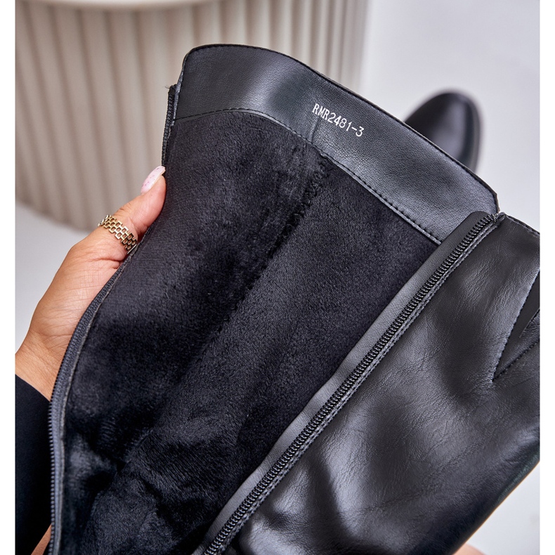 Jezzi Overknee-Stiefel mit hohem Absatz aus Öko-Leder, schwarz Izanae 2