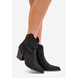 Verzierte Cowboystiefel auf High Heels mit spitzen Zehen S.Barski HY42-121 Schwarz 1