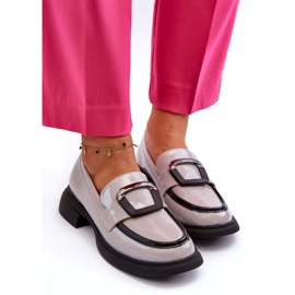 Vinceza Damen-Mokassins aus Lackleder, Grau 4