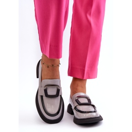 Vinceza Damen-Mokassins aus Lackleder, Grau 6