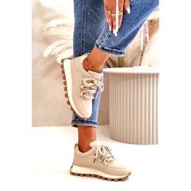 Sportschuhe: Sneakers auf Plateau aus Öko-Leder, beige 4