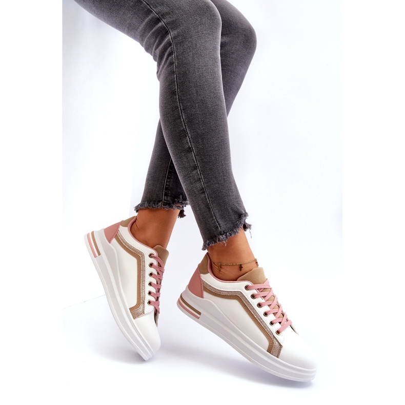 Frauensportarten schleicht sich mit beige Glitzer weiß 7