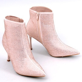 Stiefeletten mit hohem Absatz und Demish-Champagner-Kristallen rosa 2