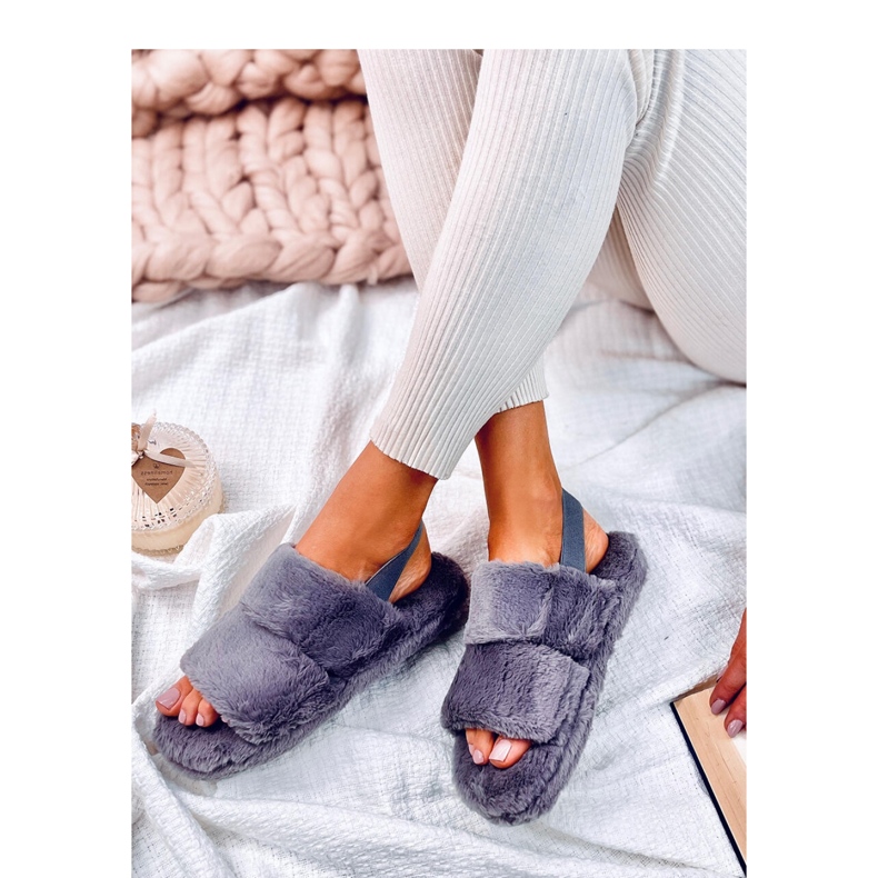 Rhodes Grey Damenhausschuhe mit Gummiband grau 1