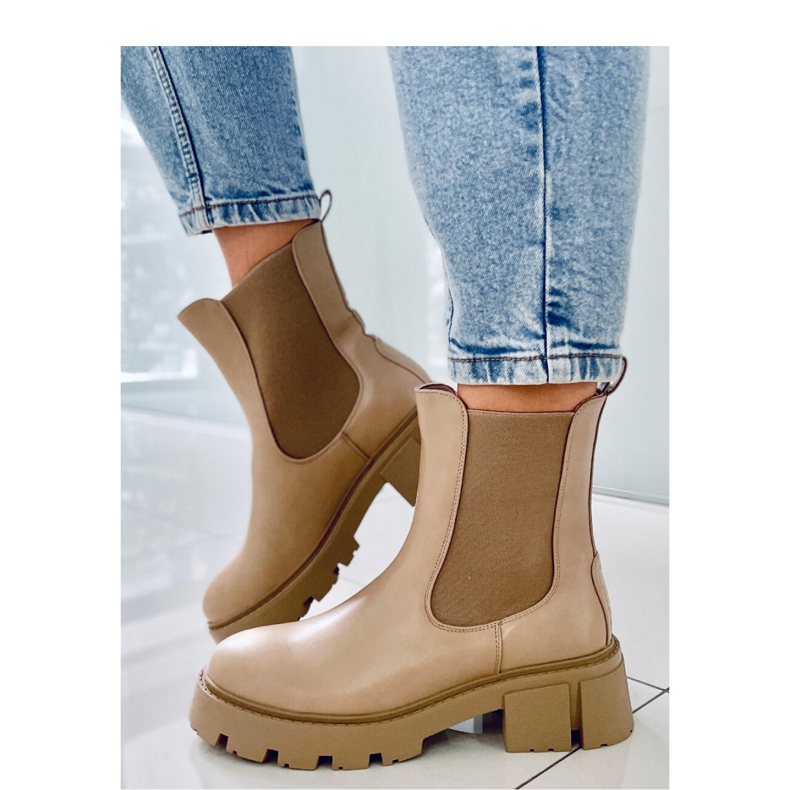 Rumer Khaki High-Top-Chelsea-Stiefel – Inello beige 2