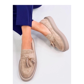 Trinity Beige Plateau-Loafer mit Fransen – Inello 1