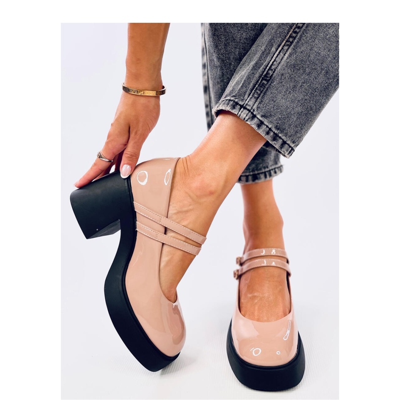 Lorai Khaki-Pumps mit weitem Absatz – Inello beige 1