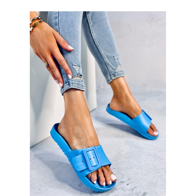 Romero L.BLUE Gummi-Flip-Flops mit Schnalle – Inello blau 1
