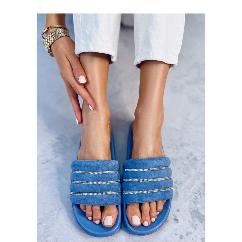 Lynne Blue Strass-Slides blau 1