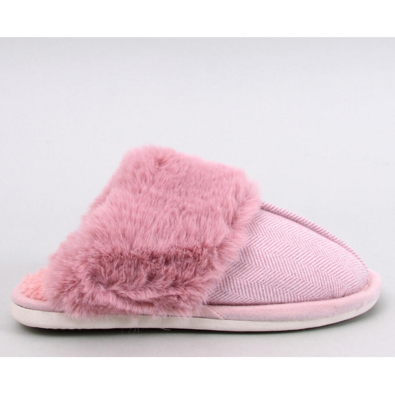 Allens Dusty Pink Fischgräten-Hausschuhe mit Fell – Inello rosa 1