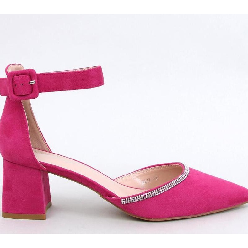 Pumps mit hohem Absatz und Knöchelverschluss in Fuchsia rosa 1