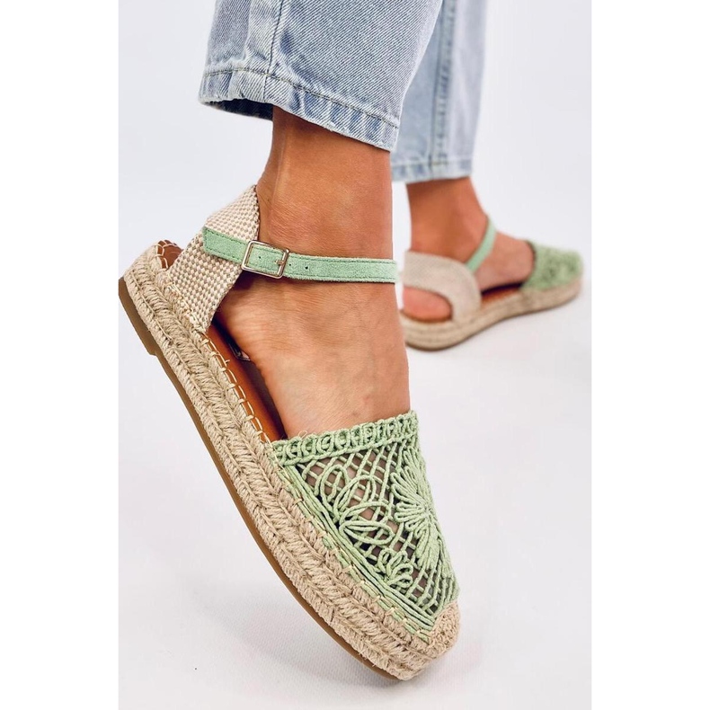 Grüne durchbrochene Espadrille-Sandalen 1