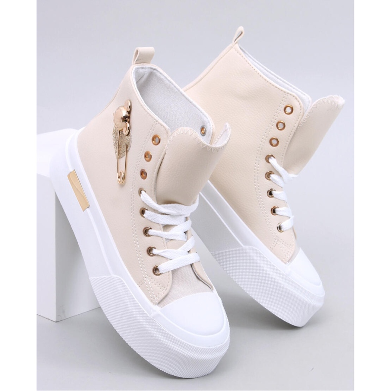 Arenas Beige High-Top-Sneaker mit Sicherheitsnadel 1