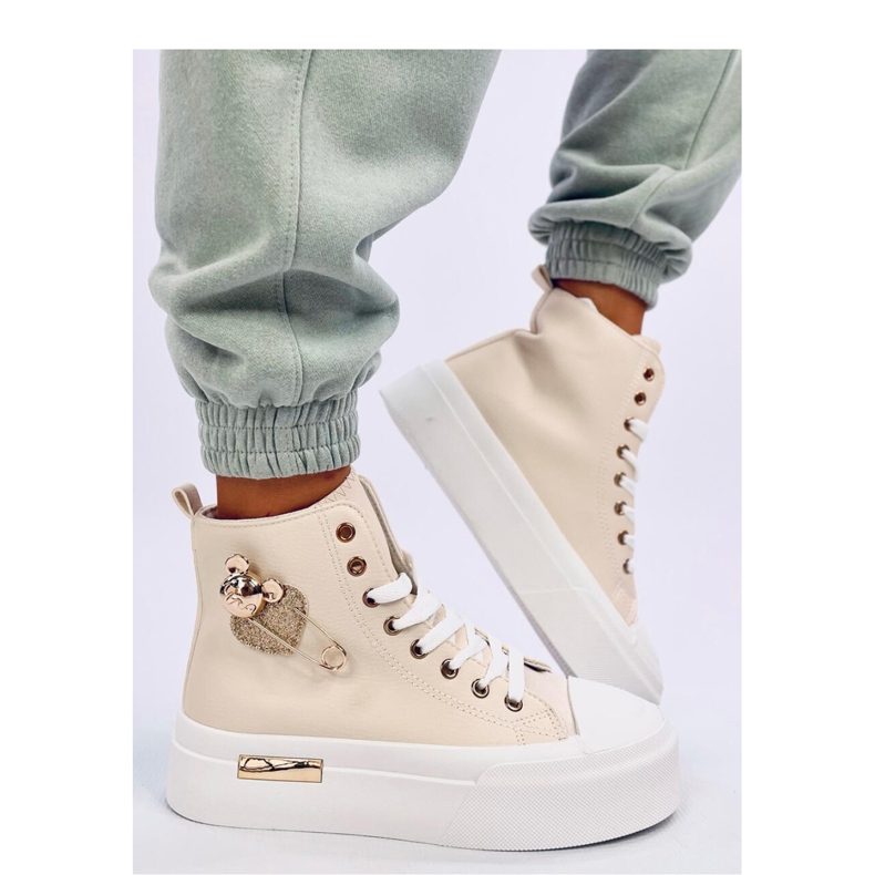 Arenas Beige High-Top-Sneaker mit Sicherheitsnadel 2