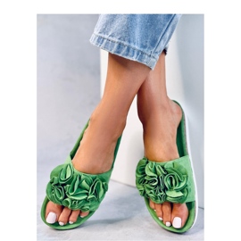 Sandale Flip-Flops mit Blumen Grün 1