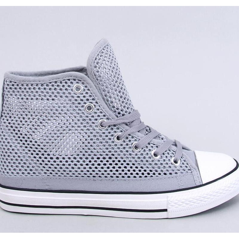 Graue, durchbrochene High-Top-Sneaker 1