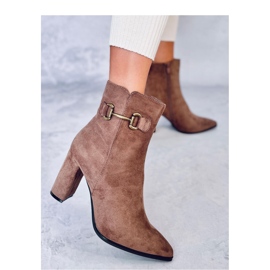 Stiefeletten aus khakifarbenem Wildleder mit hohem Absatz braun 1