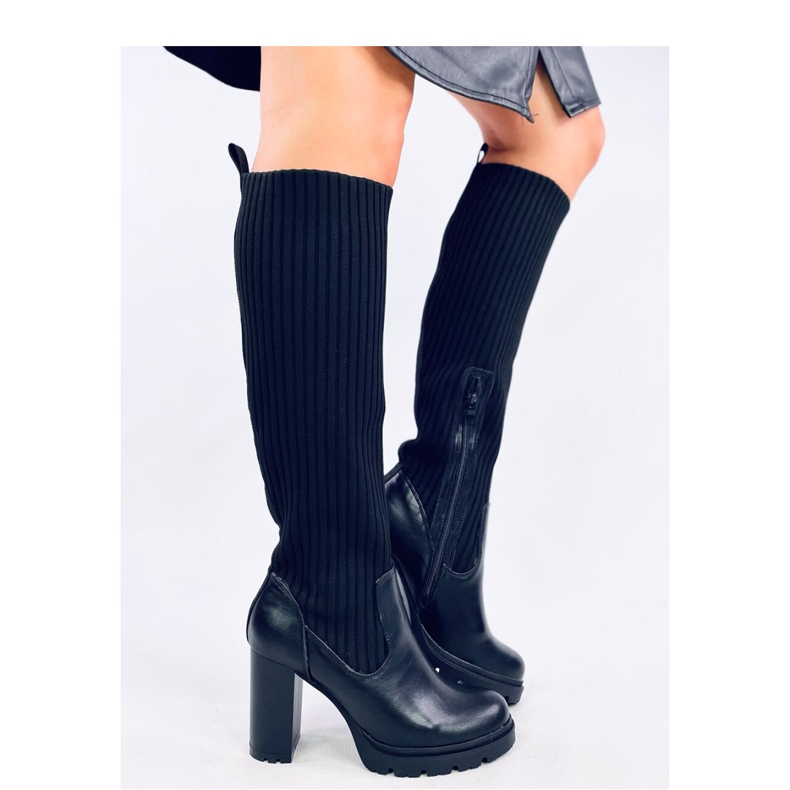 Jaida Schwarze Stiefel mit hohem Absatz und elastischem Obermaterial – Inello 2