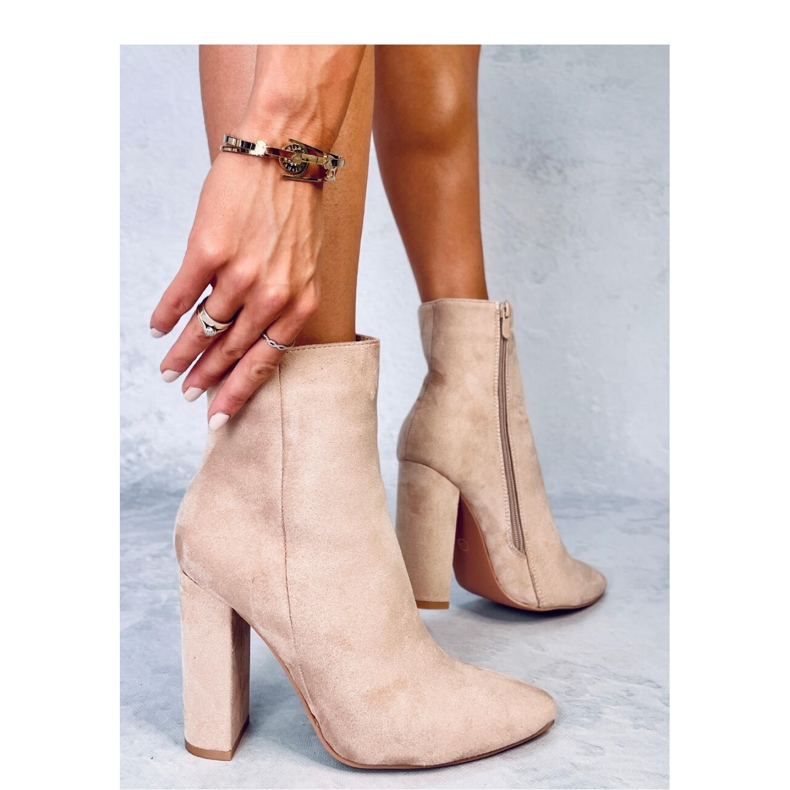 Rivers Khaki-Stiefeletten mit hohem Absatz – Inello beige 2