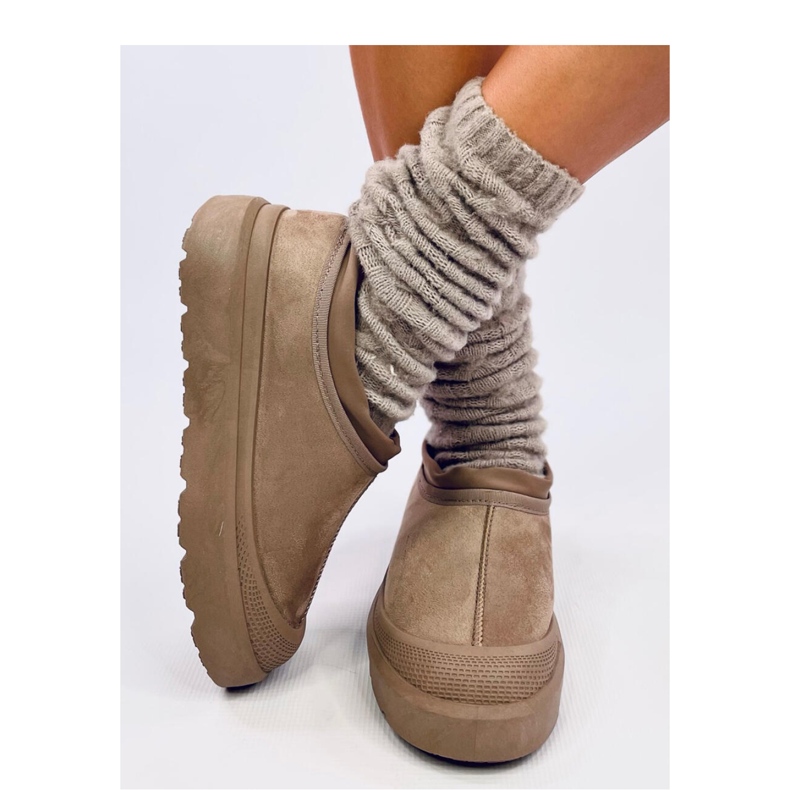 Khakifarbene kurze Schneestiefel beige 1