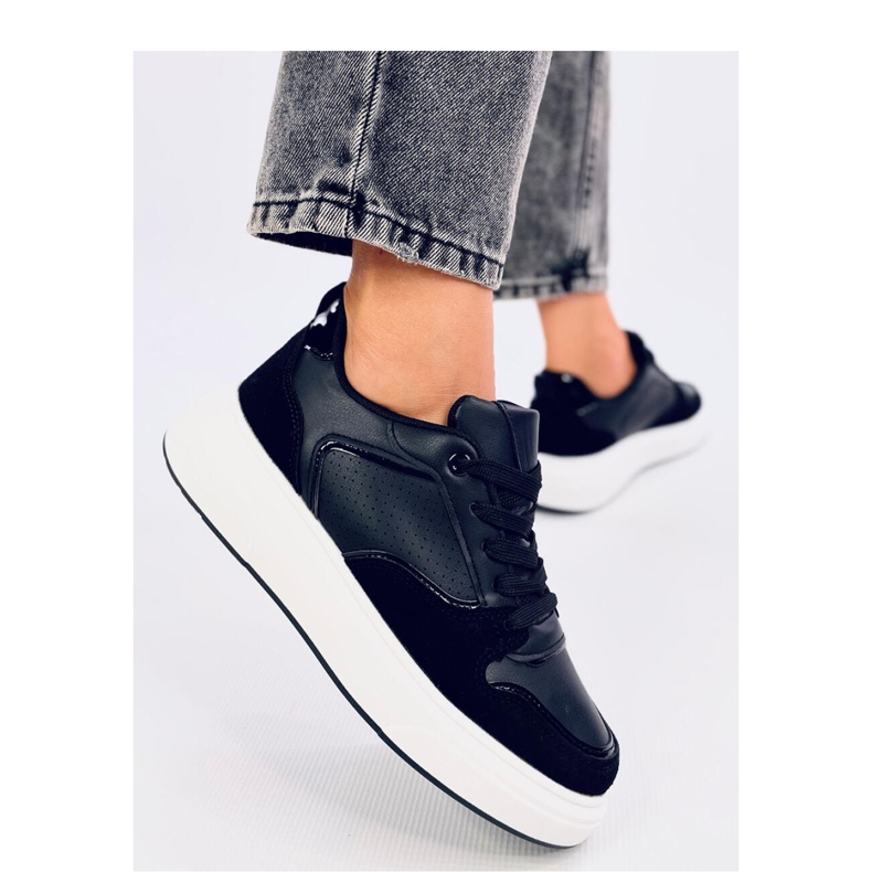Schwarze Restante-Sneaker mit hohen Sohlen – Inello 2