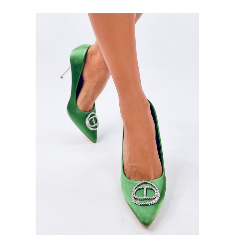 Grüne High Heels mit Kristallverzierung 1