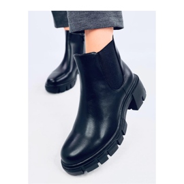 Ledeck Schwarze Pu-Chelsea-Stiefel mit weitem Absatz – Inello 2
