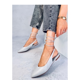 Geknotete Ballerinas mit offenem Absatz in Grau 1