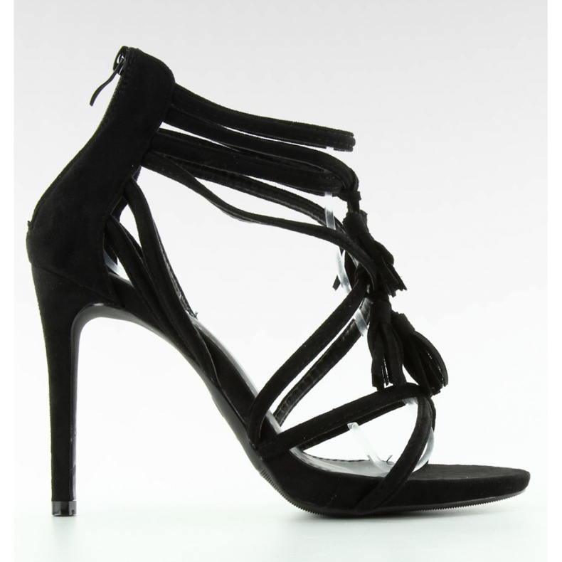 Sandale High-Heel-Sandalen mit Fransen 1249 Schwarz - Inello 2