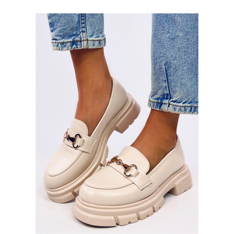 Kyress Beige Mokassins mit hoher Sohle – Inello 1