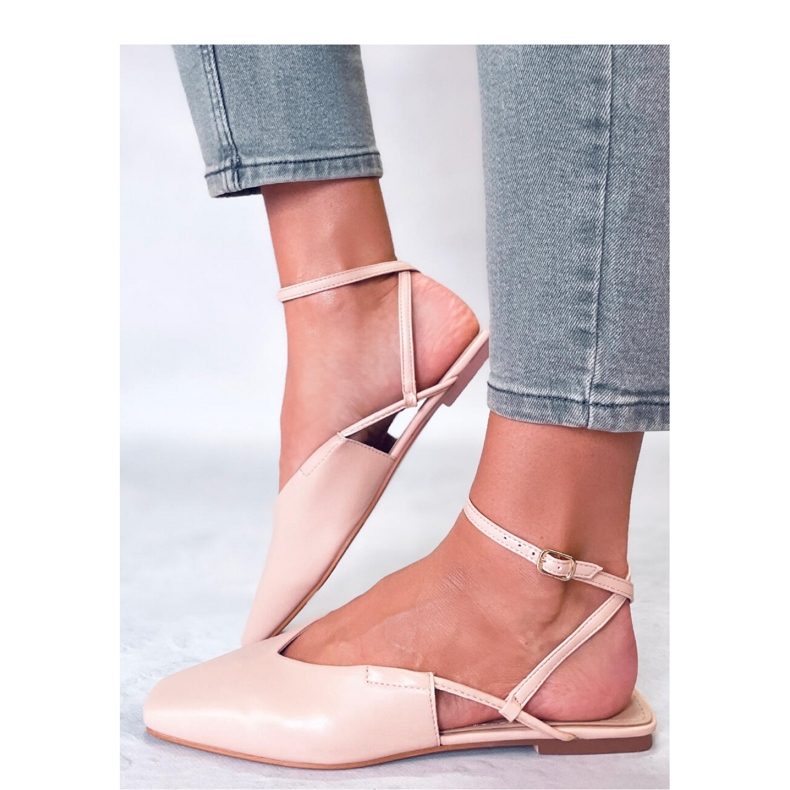 Ballerinas mit offenem Absatz in Nude beige 1