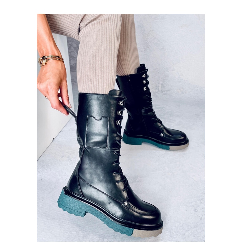 Stiefel mit farbiger Sohle schwarz 2