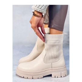 Beigefarbene Stiefeletten mit elastischem Obermaterial 1